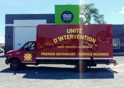 Lettrage d’un camion pour Service Incendie de Sainte-Geneviève-de-Batiscan
