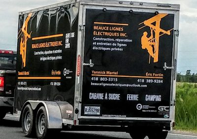 Lettrage de remorque fermée – Beauce Lignes Électriques Inc.