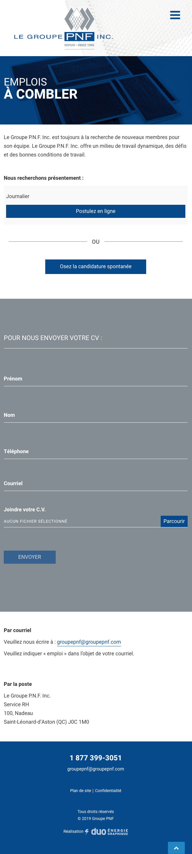 Aperçu du site Web du Groupe PNF Aperçu du site Web du Groupe PNF