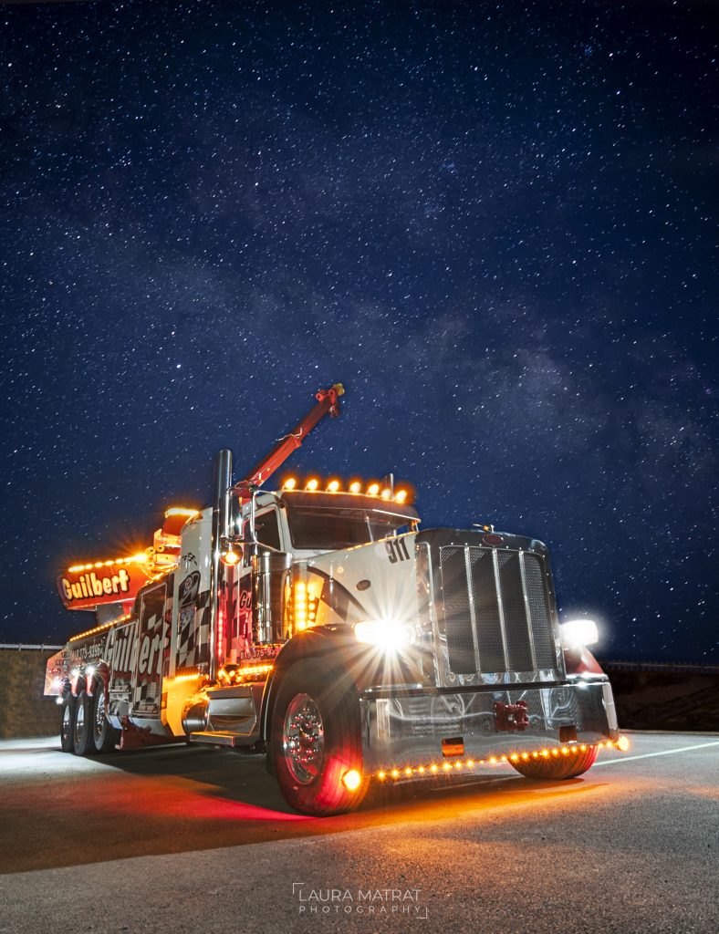 Remorquage Guilbert: Lettrage d'une tourelle de remorquage de 45 pi