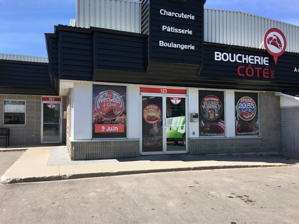 Affichage de vitrine – Boucherie Côté