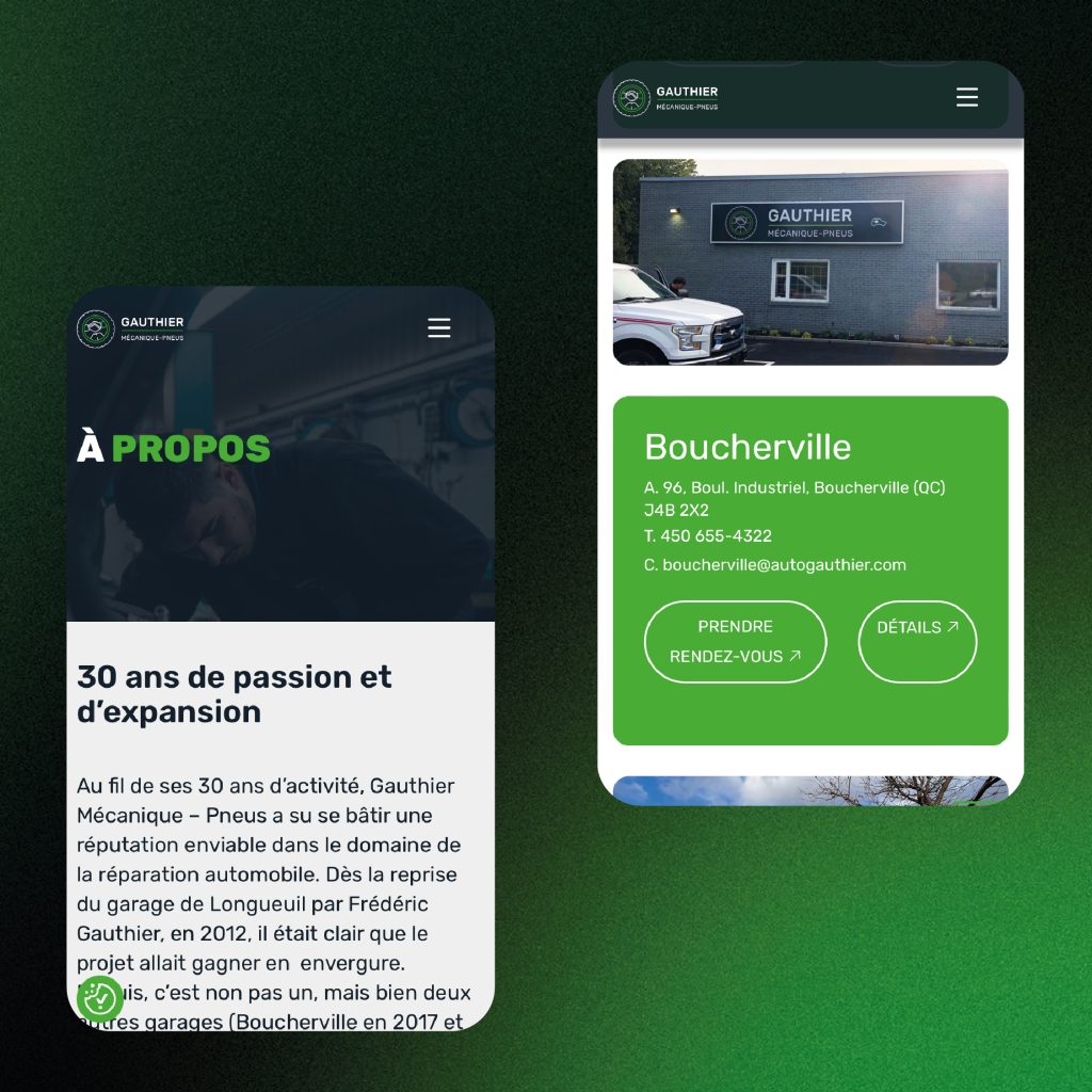 Gauthier Mécanique Pneus: Image de marque, affichage et site Web
